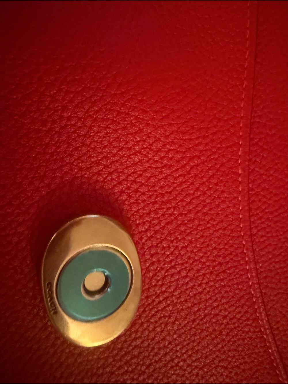 Coach Tabby 26 Red Pebble Leather Crossbody with Gold 'C' Accent - Picture 10 of 11